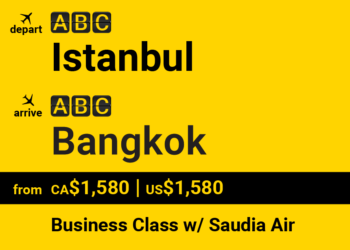 Istanbul (IST) to Bangkok (BKK) | Saudia Airlines | Business Class | ca$1,580